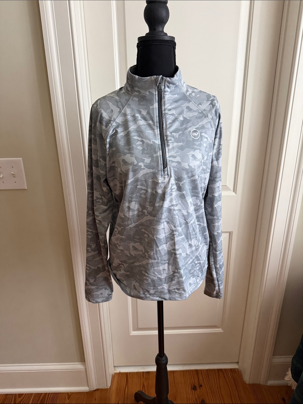 Vineyard Vines Light Gray Camo Quarter-Zip Turtleneck Pullover